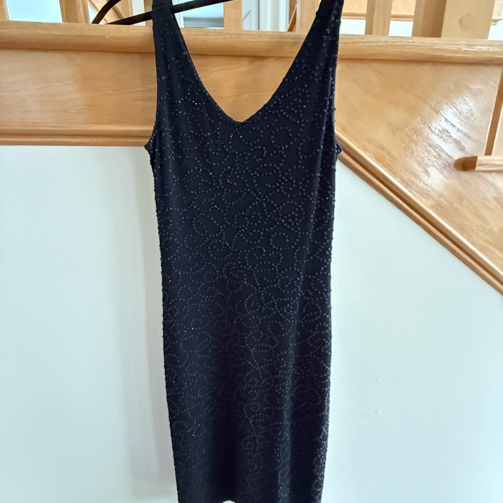 Cache Black Dress with Rhinestone scrollwork - Picture 4 of 7